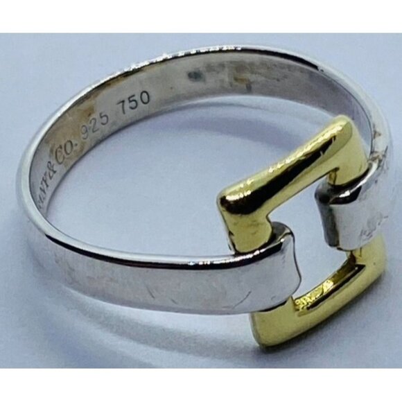 Tiffany & Co. Sterling Silver 18k Yellow Gold Size 6.5...